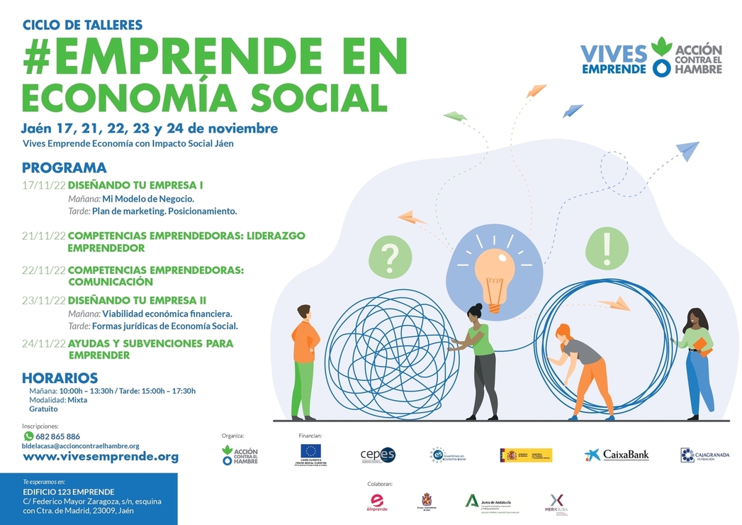 Cartel_Ciclo_de_talleres_Emprende_en_Economía_Social_Acción_contra_el_Hambre_Jaén24h