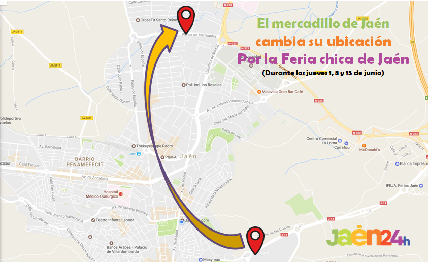 Ubicación mercadillo de Jaén Jaén24h