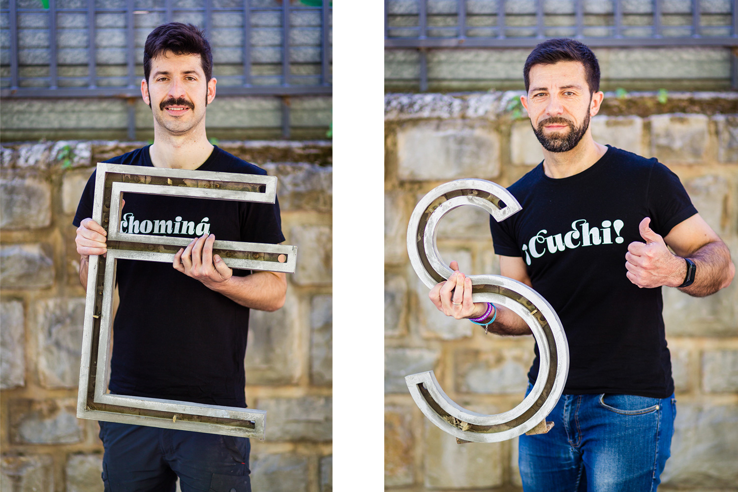 Rótulos «chuléricos» de Jaén está formado por Carlos Campos, profesor de tipografía de la Escuela de Arte José Nogué de Jaén, y el diseñador gráfico jienense Juan Montoro, más conocido por todos como "El Creata".