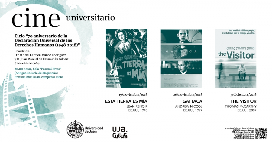 Cine Universitario Esta tierra es mía, Gattaca y The Visitor Jaén 24h