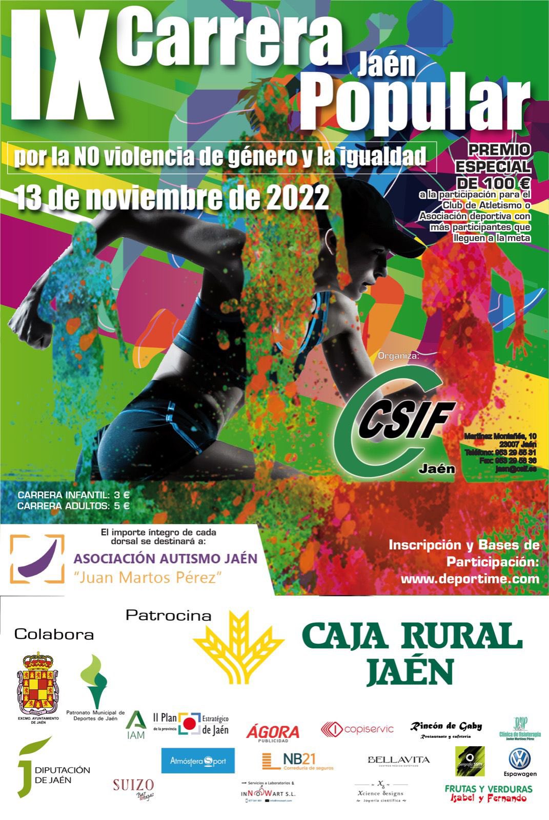 Cartel IX CARRERA POPULAR POR LA NO VIOLENCIA DE GÉNERO Y LA IGUALDAD