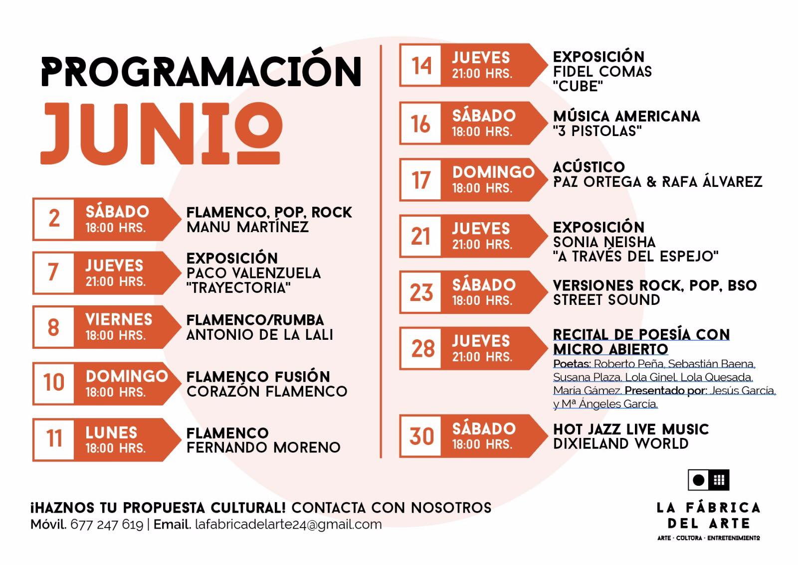 Programación junio la fábrica del arte Concierto. Street Sound Jaén 24h