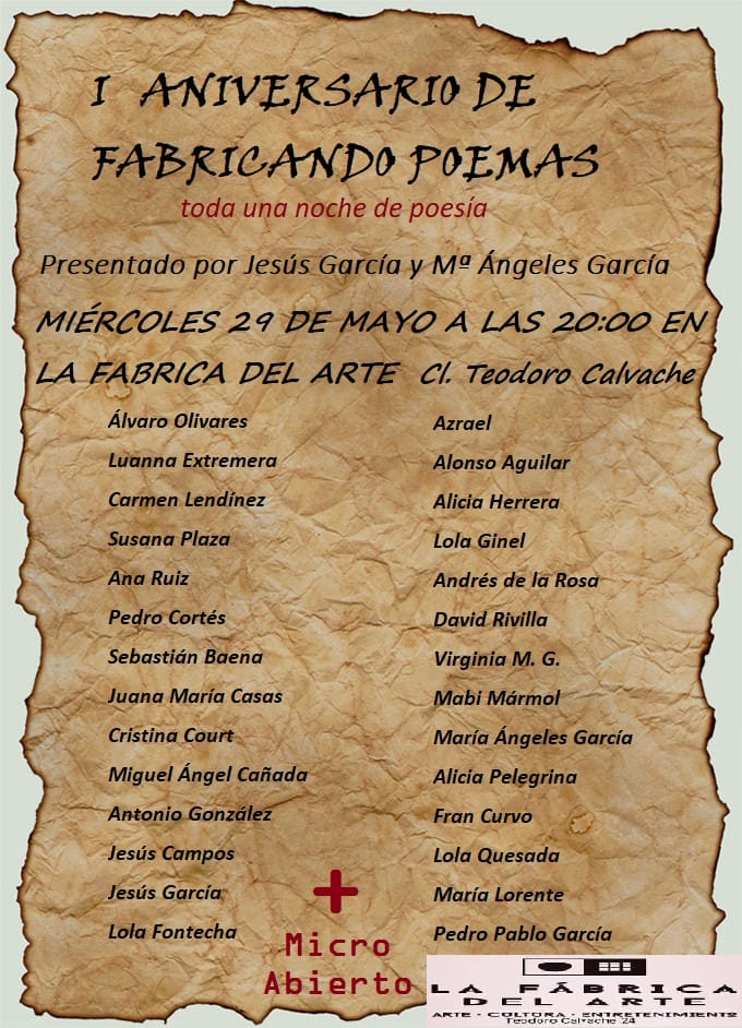 I Aniversario. Fabricando Poemas Jaén 24h