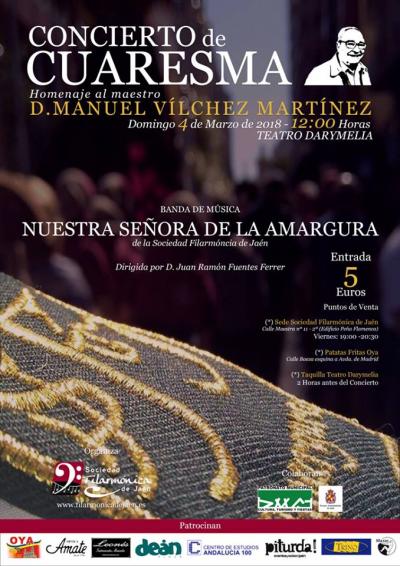Cartel del Concierto de Cuaresma, Homenaje a Manuel Vílchez Martínez Jaén 24h