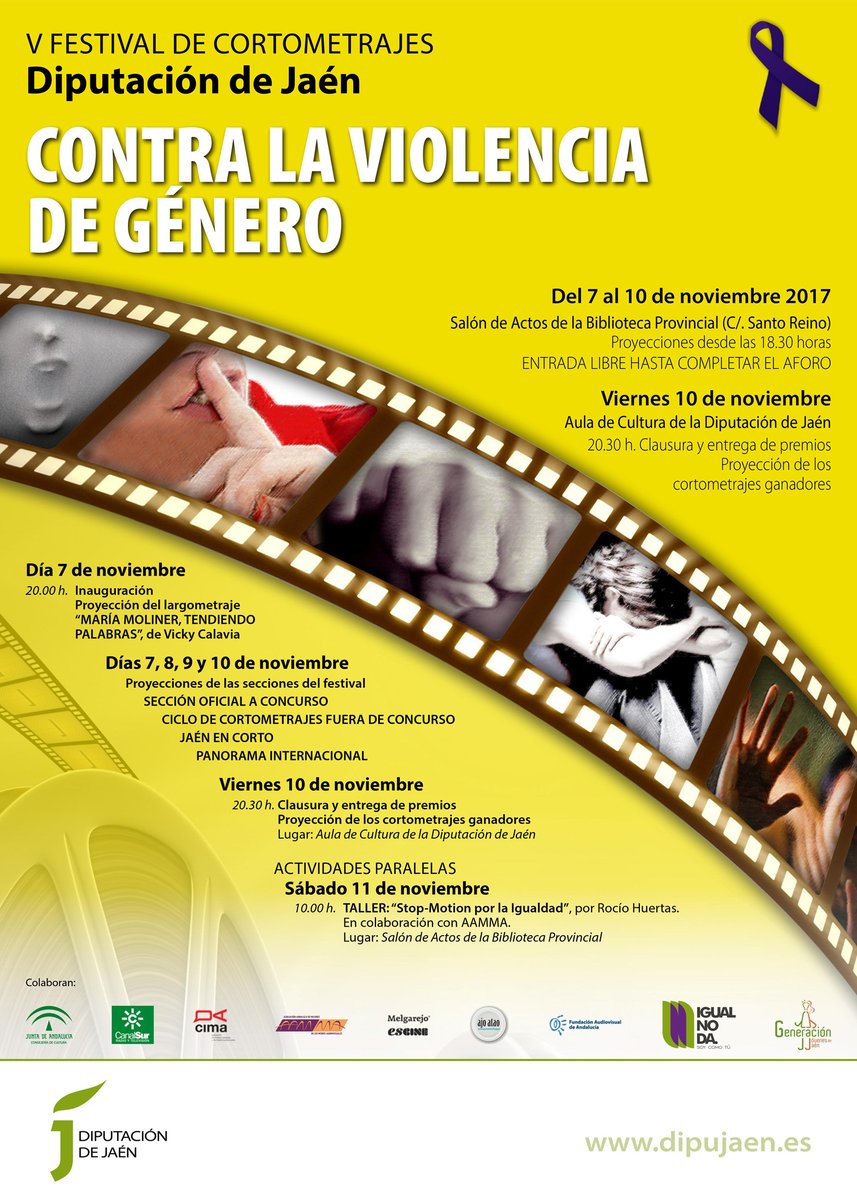 Cartel Festival de cortometrajes contra la violencia de género Jaén 24h