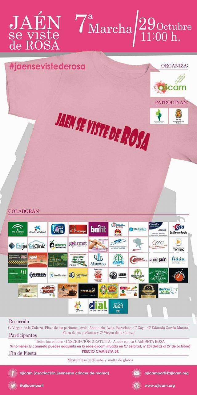 Cartel Marcha Solidaria "Jaén se viste de rosa" Jaén 24h