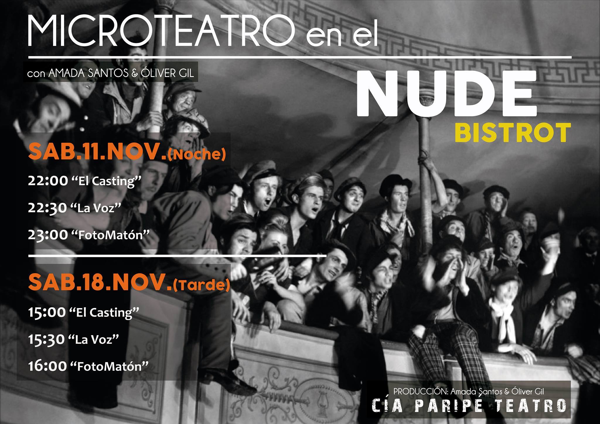 Microteatro "Paripé Teatro" en Nude Bistrot Jaén 24h