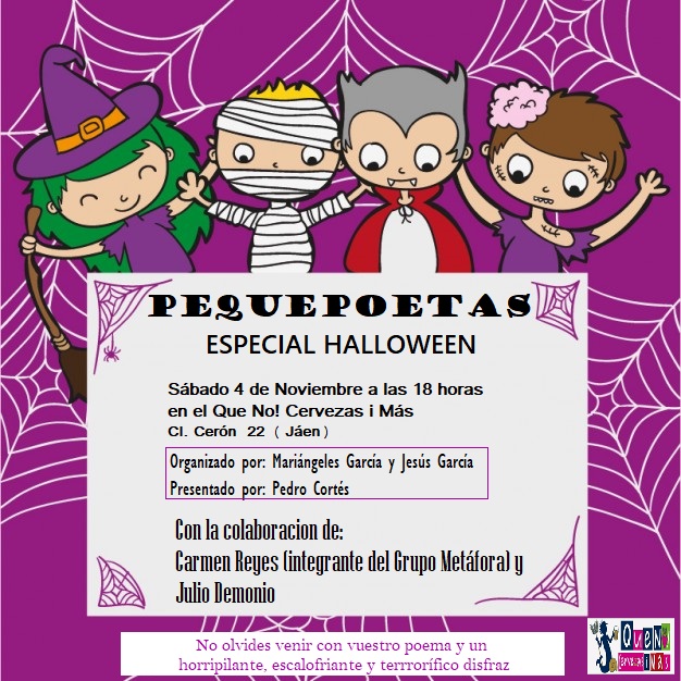 Cartel pequepoetas especial halloween Jaén 24h