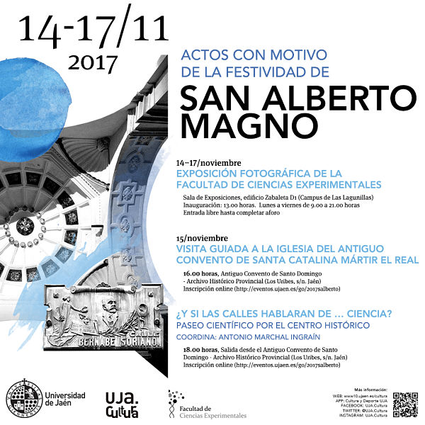 Cartel de las actividades por la festividad de San Alberto Magno en la uja Jaén 24h