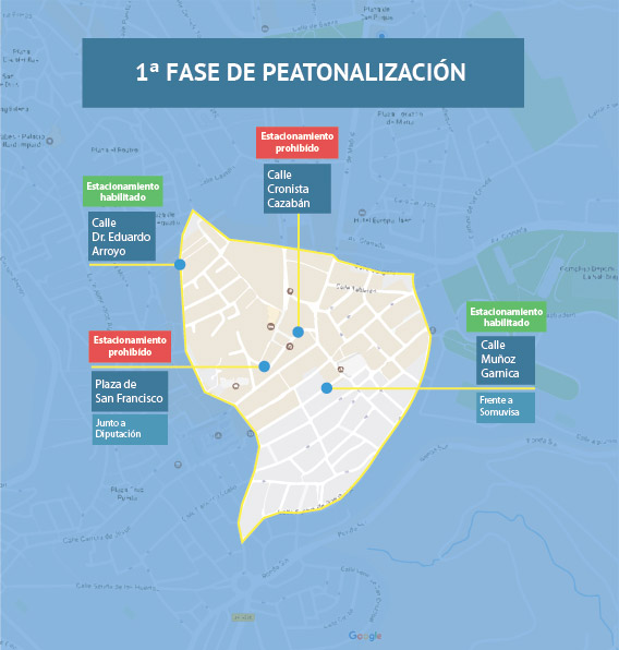 Primera fase de la peatonalización del centro de Jaén