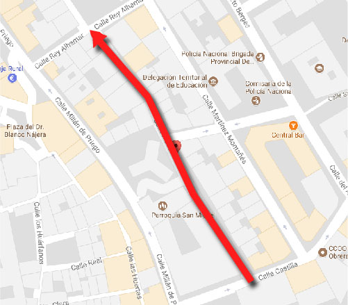 Calle Maestro Bartolomé sentido de circulación Jaén 24h