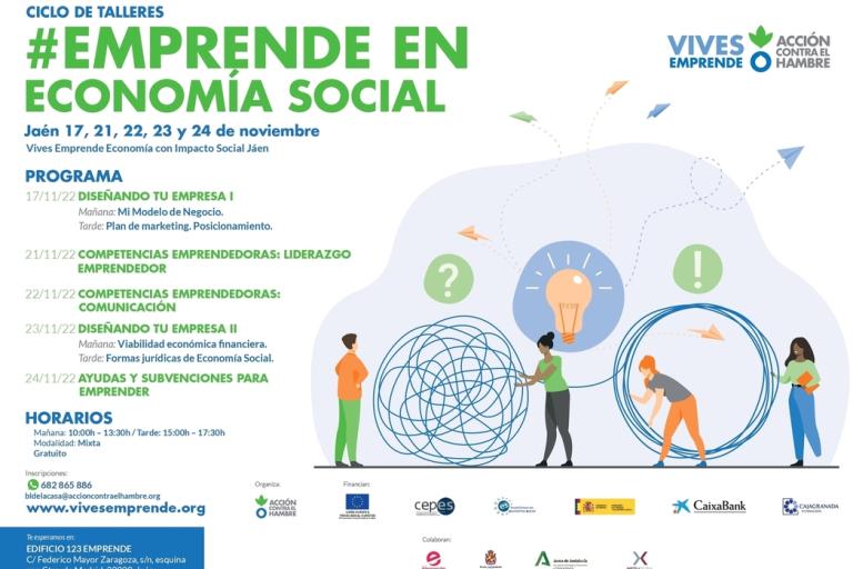Cartel_Ciclo_de_talleres_Emprende_en_Economía_Social_Acción_contra_el_Hambre_Jaén24h