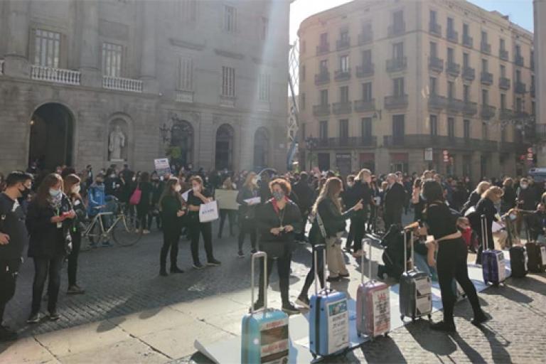 Manifestación de las agencias de viajes en Barcelona Jaén24h